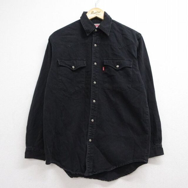 M★古着 リーバイス Levis 長袖 ウエスタン シャツ メンズ 00年代 00s コットン ブラック デニム【spe】 26aug06