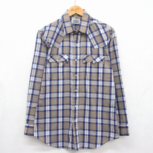 M★古着 リーバイス Levis 長袖 ウエスタン シャツ メンズ 80年代 80s ブラウン チェック【spe】 26aug12