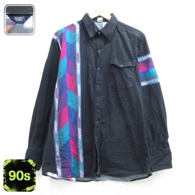 Brooks&Dunn 90s 長袖ウエスタンシャツ スナップボタン ブラック メンズL相当 | 古着