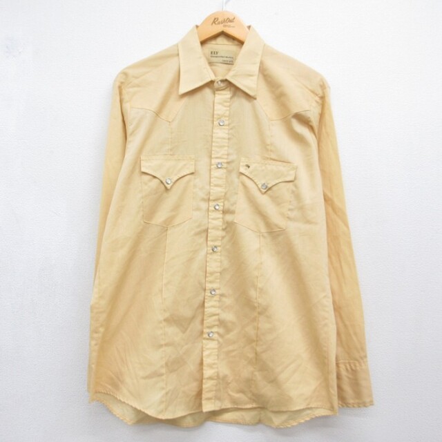 ELY 長袖ウエスタンシャツ イエロー メンズL相当 | 古着