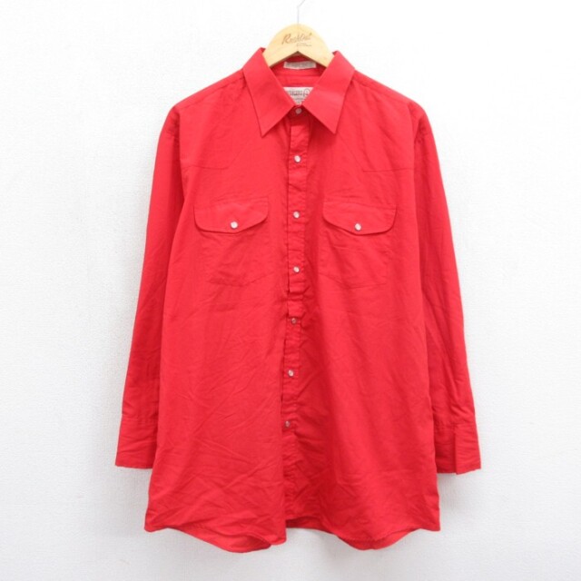 SHEPLERS 長袖 ウエスタン シャツ 90s フラップポケット レッド メンズXL相当 | 古着