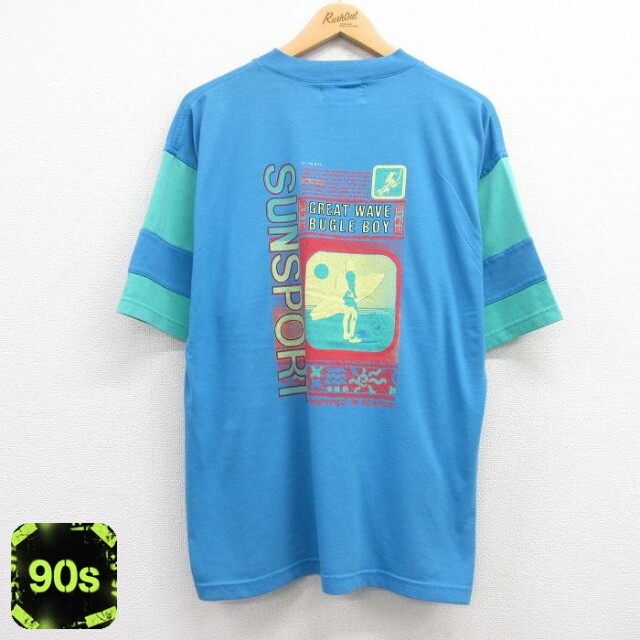 ビューグルボーイ 90s 半袖Tシャツ サーフィン ライトブルー XL | 古着