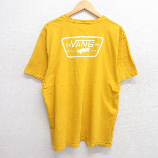 XL★古着 バンズ VANZ 半袖 Tシャツ メンズ ワンポイントロゴ コットン クルーネック 黄 イエロー 25apr25 中古