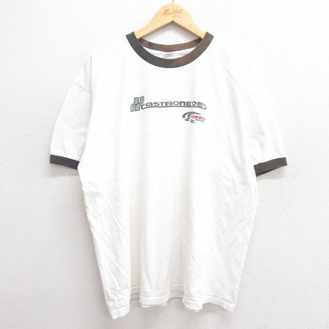 XL★古着 半袖 ビンテージ Tシャツ メンズ 00年代 00s ペンスキー レーシング エリオカストロネベス 大きいサイズ コットン クルーネック 白他 ホワイト リンガー 25apr25 中古