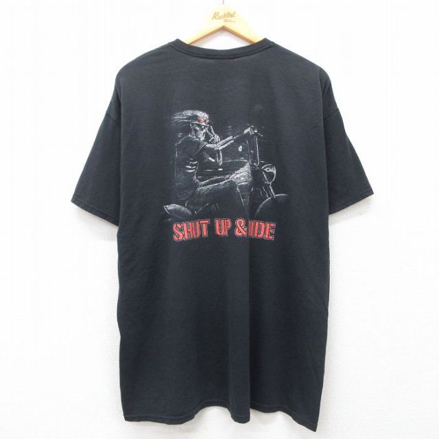 XL★古着 ジャージーズ 半袖 Tシャツ メンズ バイク スケルトン 大きいサイズ クルーネック 黒 ブラック 25may09 中古