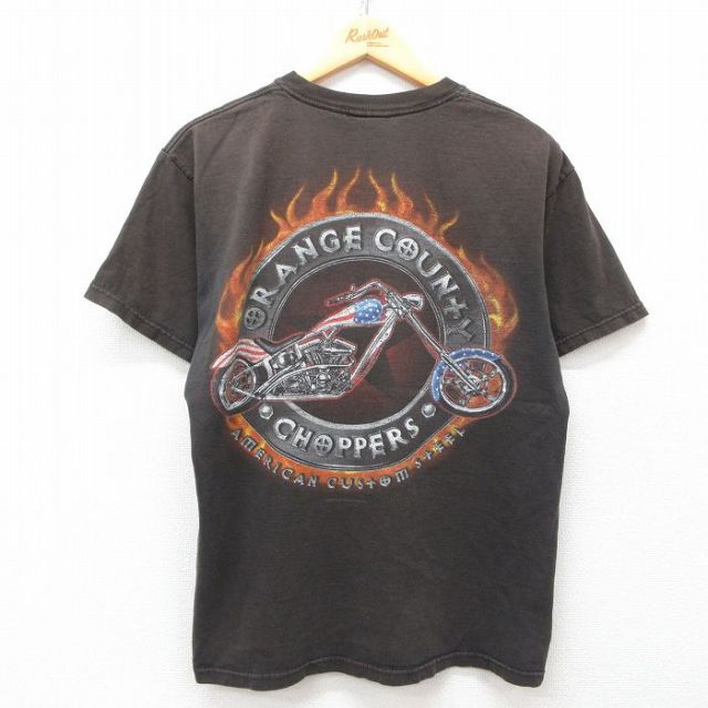 XL★古着 半袖 ビンテージ Tシャツ メンズ 00年代 00s バイク オレンジカウンティチョッパーズ コットン クルーネック 黒 ブラック 25may09 中古