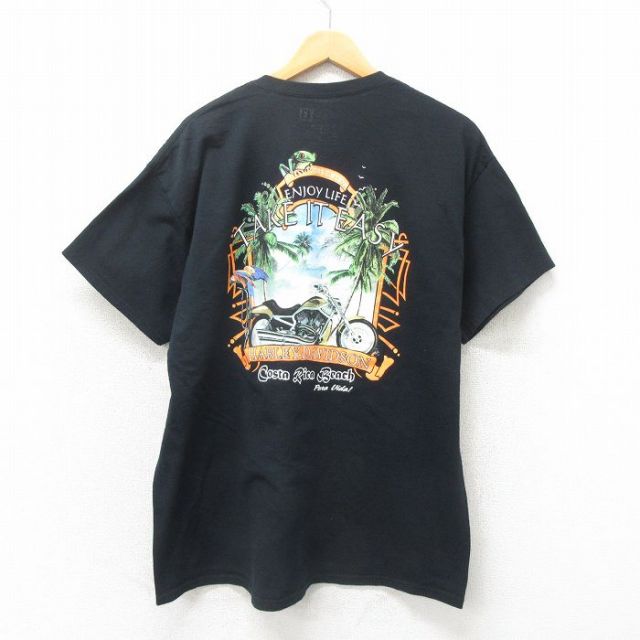 XL★古着 ハーレーダビッドソン Harley Davidson 半袖 Tシャツ メンズ コスタリカ コットン クルーネック 黒 ブラック 25may12 中古