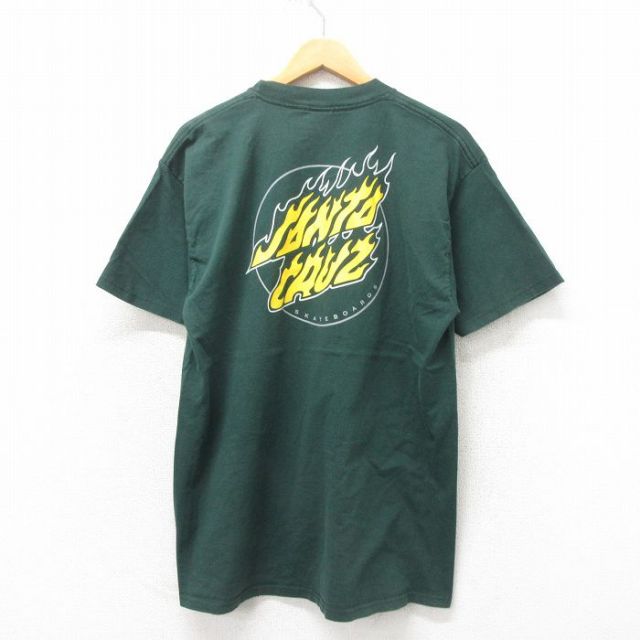 L★古着 サンタクルーズ 半袖 Tシャツ メンズ ビッグロゴ クルーネック 緑 グリーン 25may12 中古