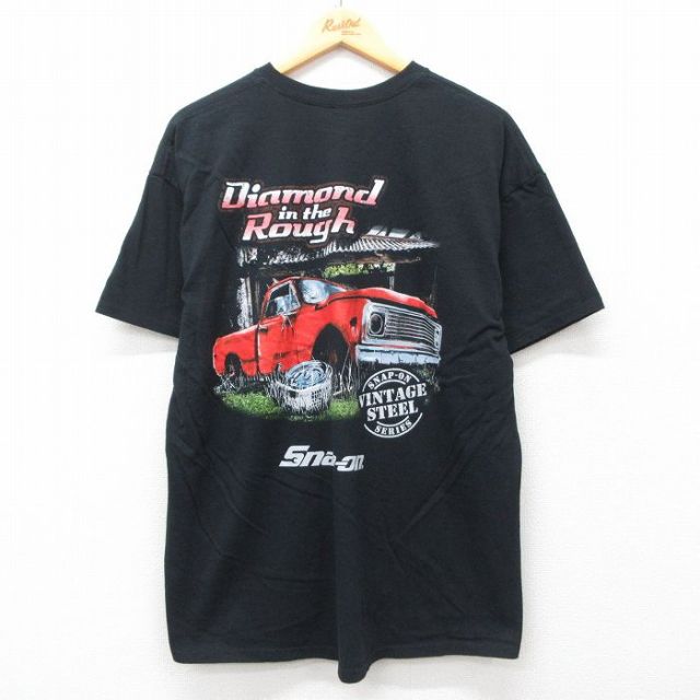 XL★古着 半袖 Tシャツ メンズ スナップオン 車 コットン クルーネック 黒 ブラック 25may15 中古