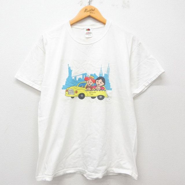 L★古着 フルーツオブザルーム 半袖 ビンテージ Tシャツ メンズ 00年代 00s ニューヨーク タクシー コットン クルーネック 白 ホワイト 25may15 中古