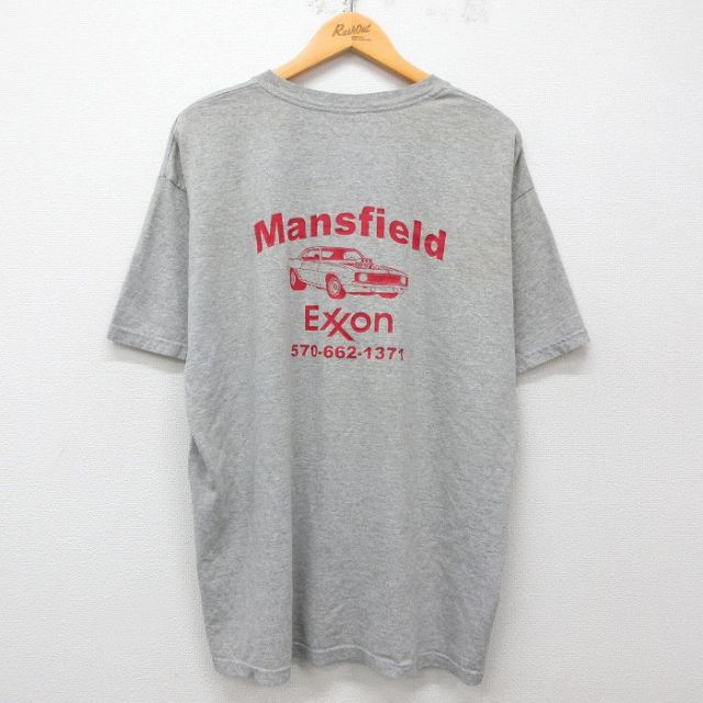 XL★古着 半袖 ビンテージ Tシャツ メンズ 00年代 00s Mansfield EXXON 車 大きいサイズ クルーネック グレー 霜降り 25may15 中古