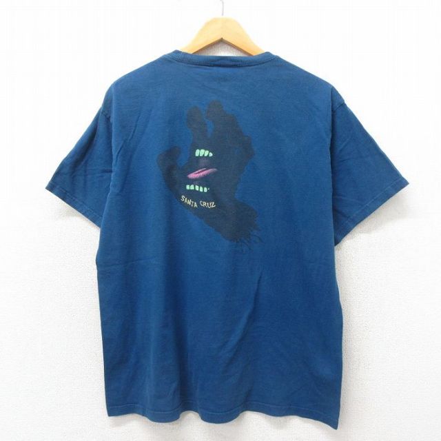 L★古着 半袖 ビンテージ Tシャツ メンズ 00年代 00s サンタクルーズ スクリーミングバンド コットン クルーネック 紺 ネイビー 【spe】 25may19 中古