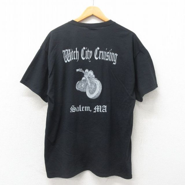 XL★古着 ジャージーズ 半袖 Tシャツ メンズ バイク クルーネック 黒 ブラック 25may19 中古