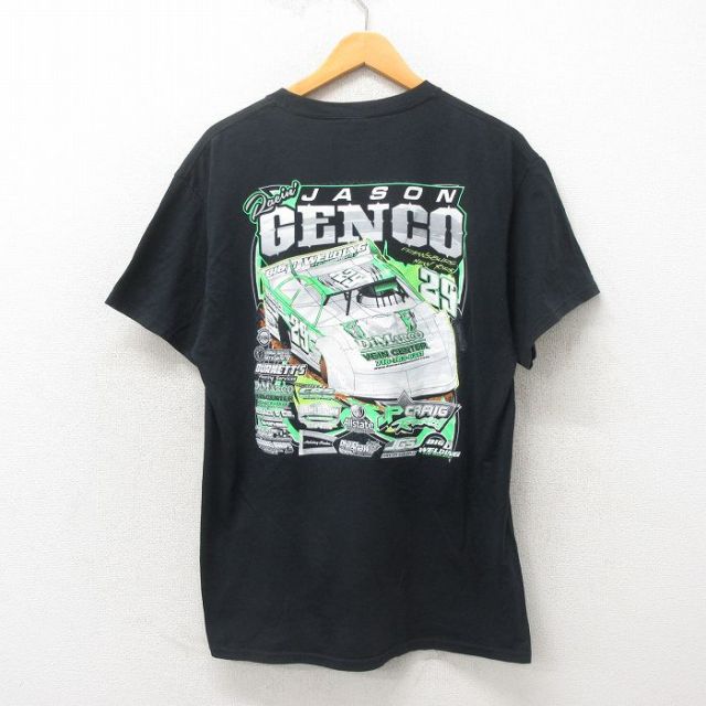 【50%OFF】L★古着 半袖 ビンテージ Tシャツ メンズ 00年代 00s JASON GENCO レーシングカー コットン クルーネック 黒 ブラック 25may19 中古