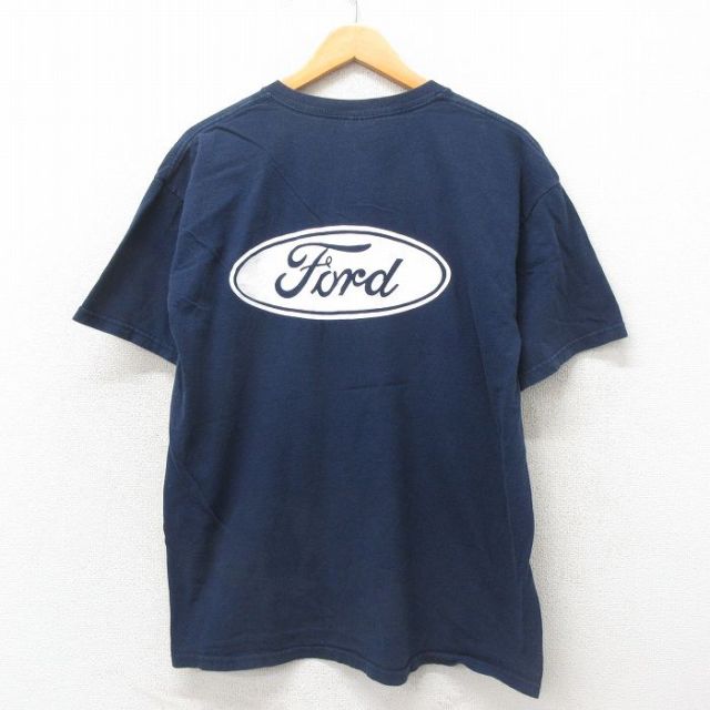 L★古着 半袖 ビンテージ Tシャツ メンズ 00年代 00s フォード コットン クルーネック 紺 ネイビー 25may30 中古