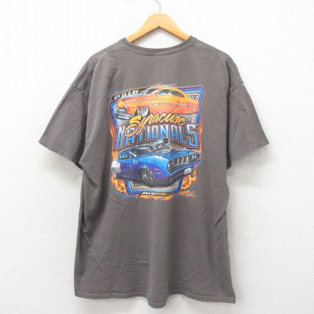 XL★古着 半袖 Tシャツ メンズ ホットロッド HOT ROD 大きいサイズ コットン クルーネック グレー 25may30 中古