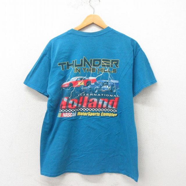L★古着 半袖 ビンテージ Tシャツ メンズ 00年代 00s NASCAR レーシングカー クルーネック 青 ブルー 25may30 中古