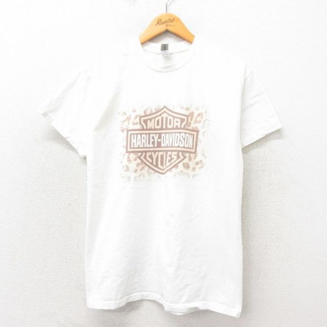 M★古着 半袖 Tシャツ メンズ ハーレーダビッドソン Harley Davidson コットン クルーネック 白 ホワイト 25may30 中古