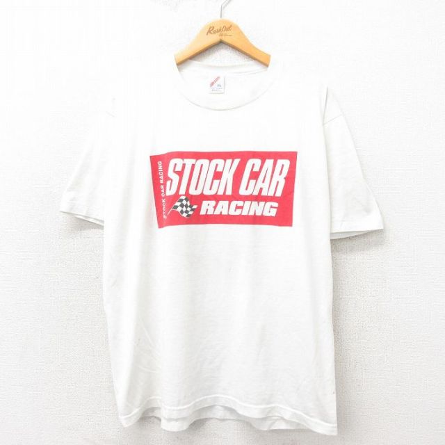 XL★古着 ジャージーズ 半袖 ビンテージ Tシャツ メンズ 90年代 90s ストックカーレーシング デイルアンハート クルーネック USA製 白 ホワイト 25may31 中古