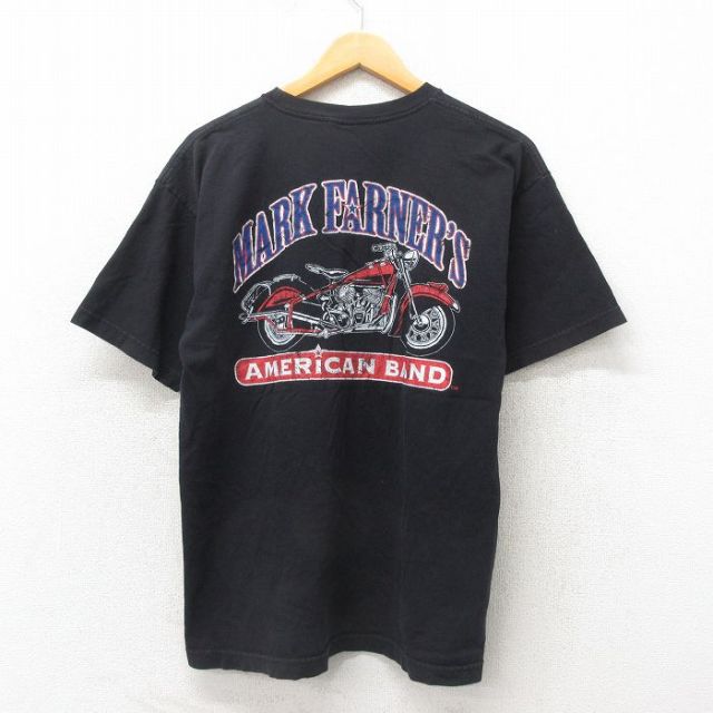 L★古着 半袖 ビンテージ Tシャツ メンズ 00年代 00s バイク コットン クルーネック USA製 黒 ブラック 25may31 中古