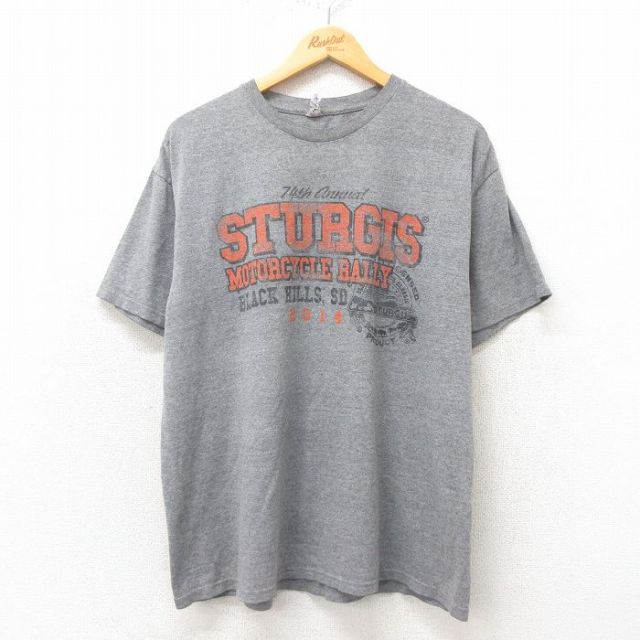 【20%OFF】XL★古着 半袖 Tシャツ メンズ スタージス クルーネック グレー 霜降り 25may31 中古