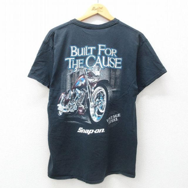 L★古着 半袖 Tシャツ メンズ バイク スナップオン snapon クルーネック 黒 ブラック 25jun12 中古