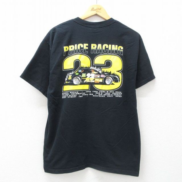 L★古着 半袖 ビンテージ Tシャツ メンズ 00年代 00s レーシングカー 23 コットン クルーネック 黒 ブラック 25jun12 中古