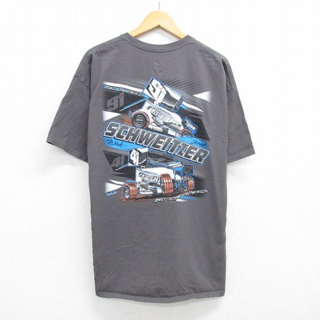 ヘインズ 半袖Tシャツ レーシングカー グレー XL | 古着