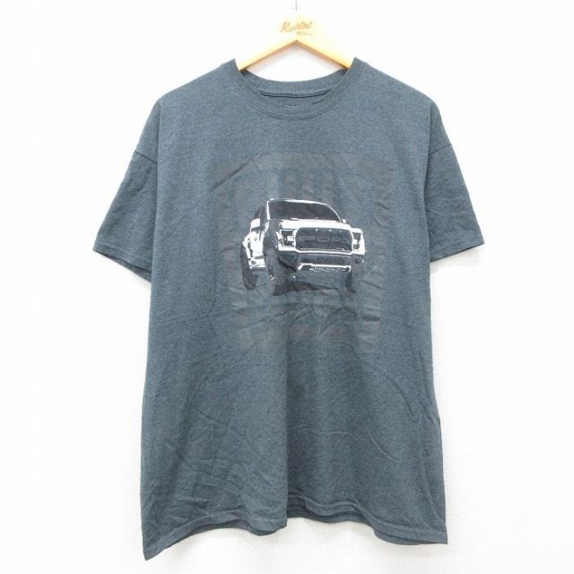 XL★古着 半袖 Tシャツ メンズ 車 フォード Ford 大きいサイズ クルーネック グレー 霜降り 25jun13 中古