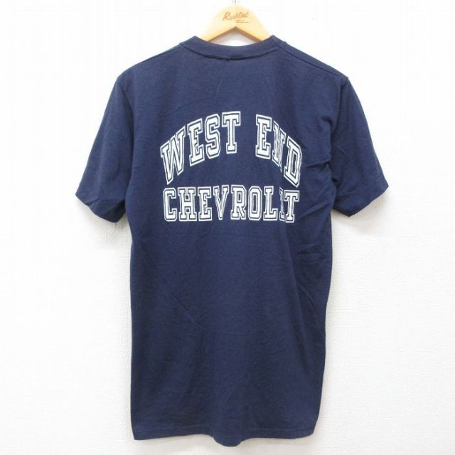 L★古着 ジャージーズ 半袖 ビンテージ Tシャツ メンズ 80年代 80s シボレー 胸ポケット付き クルーネック USA製 紺 ネイビー 25jun13 中古