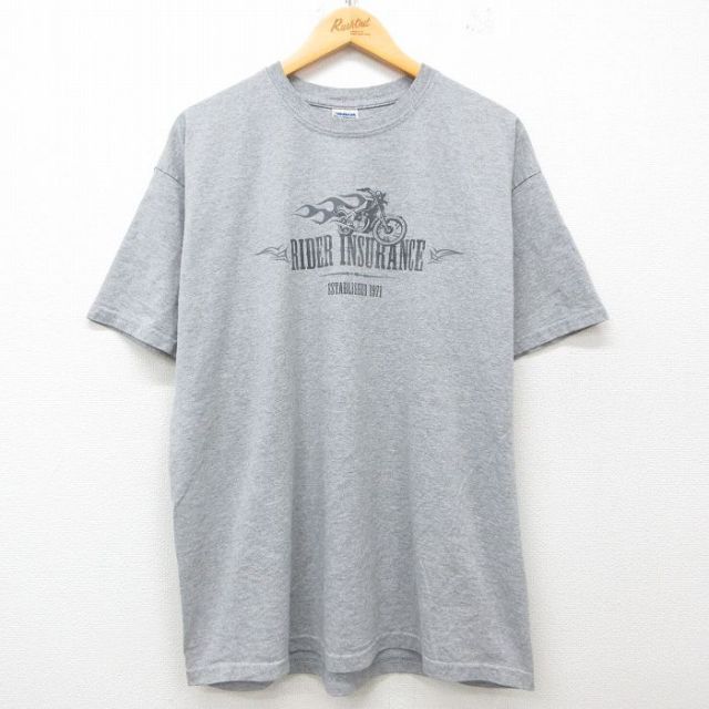 【50%OFF】XL★古着 半袖 ビンテージ Tシャツ メンズ 00年代 00s RIDER INSURANCE クルーネック グレー 霜降り 25jun13 中古