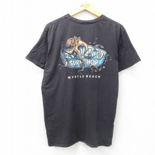 XL★古着 半袖 Tシャツ メンズ ロンジョン タコ マートルビーチ クルーネック 黒 ブラック 25jun13 中古