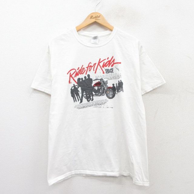 L★古着 半袖 Tシャツ メンズ バイク ホンダ 企業広告 コットン クルーネック 白 ホワイト 25jun13 中古