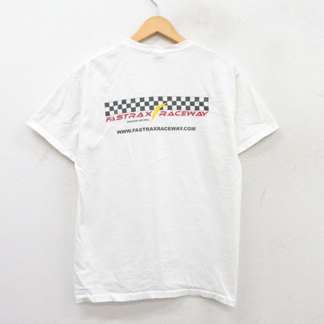 L★古着 半袖 ビンテージ Tシャツ メンズ 00年代 00s FASTRAX レースウェイ コットン クルーネック 白 ホワイト 25jun13 中古