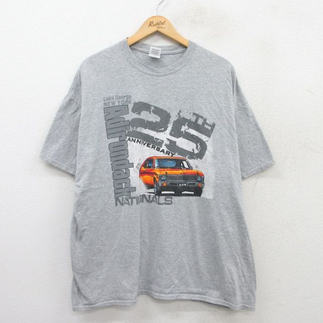 【50%OFF】XL★古着 半袖 ビンテージ Tシャツ メンズ 00年代 00s 車 アディロンダック 大きいサイズ クルーネック グレー 霜降り 25jun13 中古