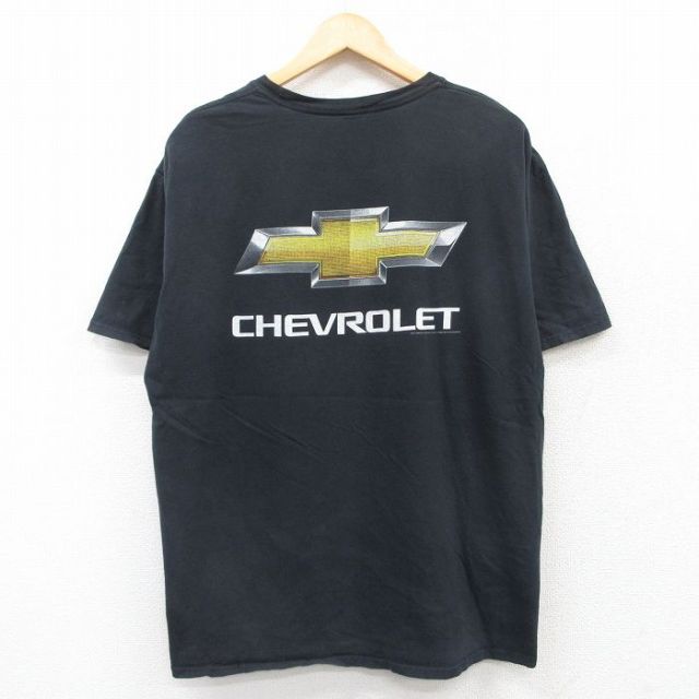XL★古着 半袖 Tシャツ メンズ シボレー 大きいサイズ コットン クルーネック 黒 ブラック 25jun13 中古