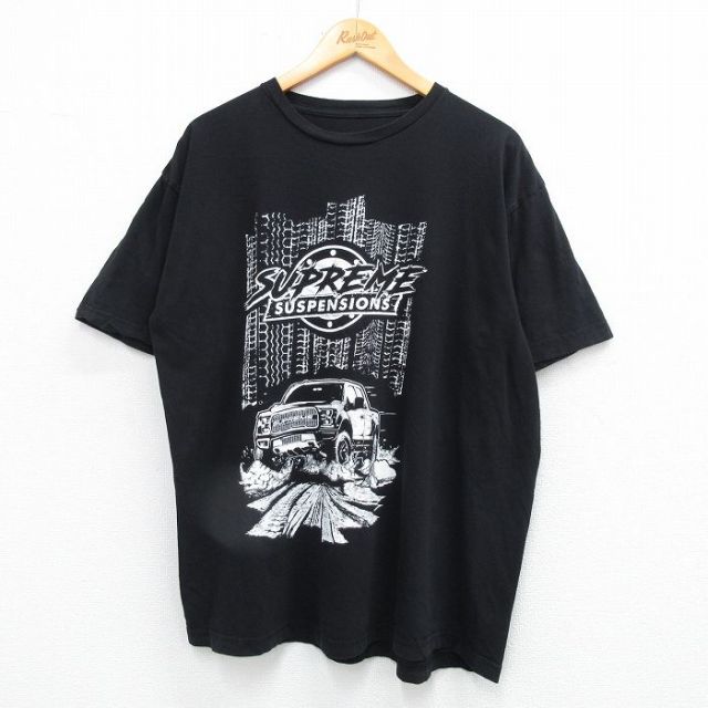 XL★古着 半袖 Tシャツ メンズ 車 SUPREME クルーネック 黒 ブラック 25jun18 中古