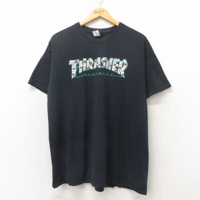 XL★古着 スラッシャー 半袖 Tシャツ メンズ コットン クルーネック 黒 ブラック 25jun19 中古