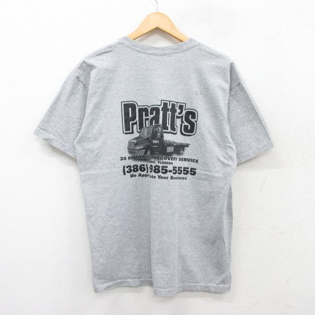 【50%OFF】XL★古着 半袖 ビンテージ Tシャツ メンズ 00年代 00s トラック Pratts 胸ポケット付き 大きいサイズ グレー 霜降り 25jul09 中古