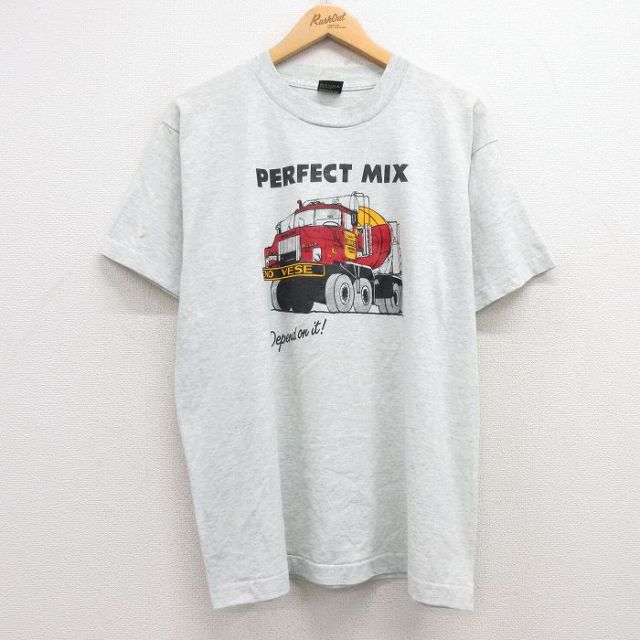 【20%OFF】XL★古着 スクリーンスターズ 半袖 ビンテージ Tシャツ メンズ 80年代 80s トラック クルーネック USA製 薄グレー 霜降り 25jul12 中古