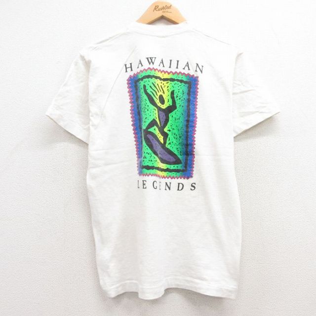 【50%OFF】L★古着 フルーツオブザルーム 半袖 ビンテージ Tシャツ メンズ 90年代 90s サーフィン コットン クルーネック USA製 白 ホワイト 25jul12 中古