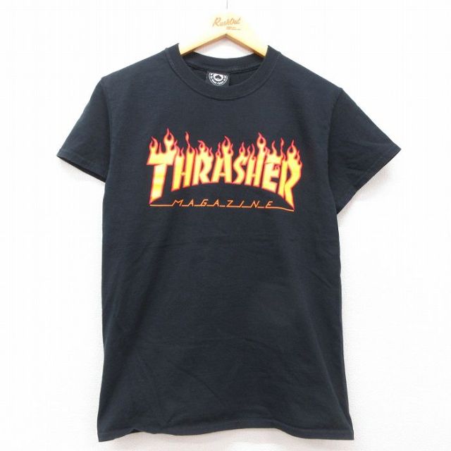 S★古着 半袖 Tシャツ メンズ スラッシャー コットン クルーネック 黒 ブラック 25jul12 中古