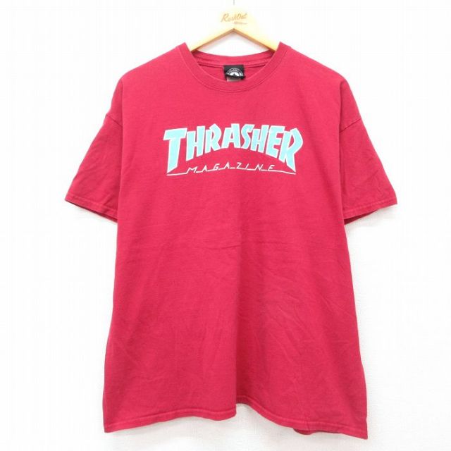 XL★古着 半袖 Tシャツ メンズ スラッシャー 大きいサイズ コットン クルーネック 赤 レッド 25jul12 中古