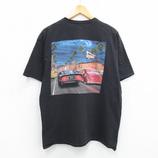 XL★古着 半袖 Tシャツ メンズ インアンドアウトバーガー コットン クルーネック 黒 ブラック 25jul14 中古