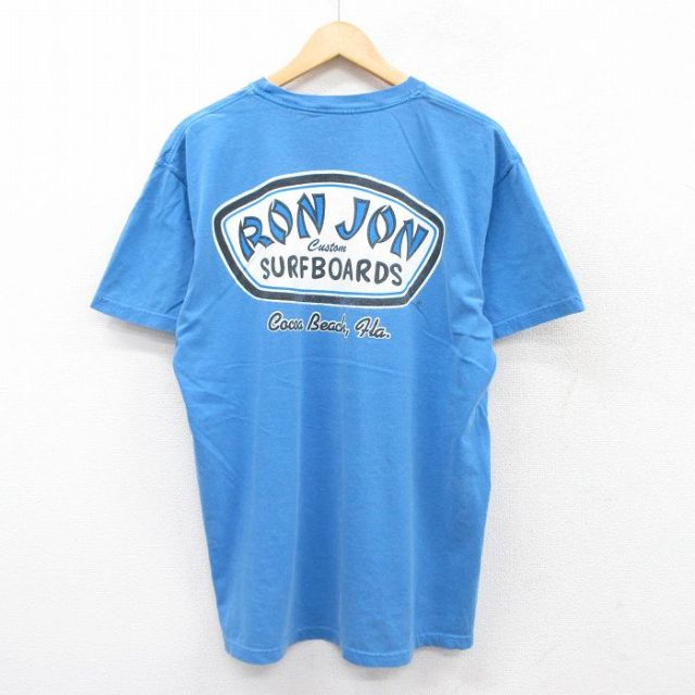 XL★古着 ロンジョン 半袖 Tシャツ メンズ ビッグロゴ コットン クルーネック 薄紺 ネイビー 25jul15 中古