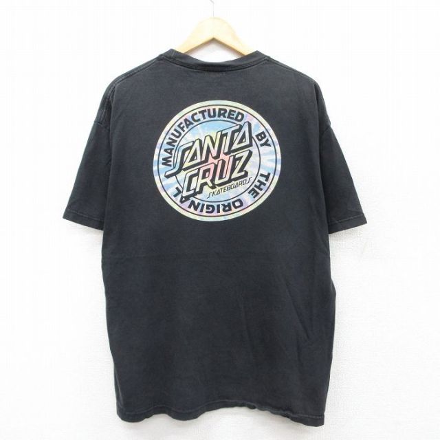 XL★古着 半袖 Tシャツ メンズ サンタクルーズ 大きいサイズ コットン クルーネック 黒 ブラック 25jul19 中古