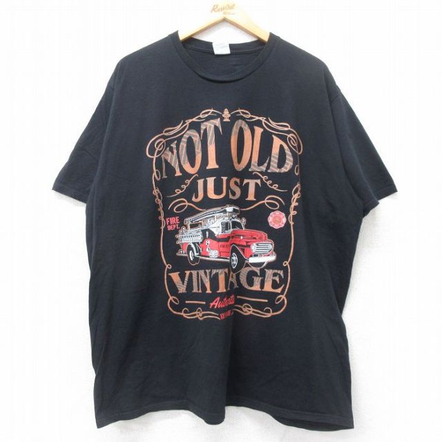 半袖Tシャツ 消防車 ブラック XL | 古着