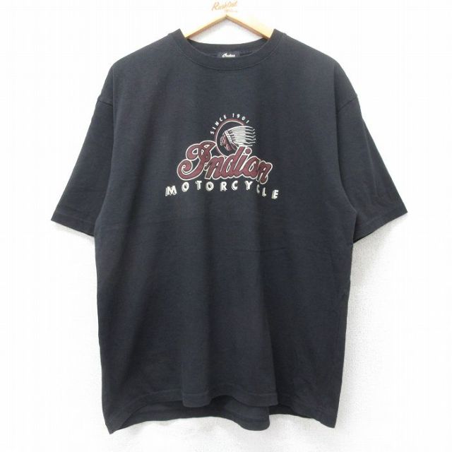 XL★古着 半袖 ビンテージ Tシャツ メンズ 00年代 00s インディアン モーターサイクル コットン クルーネック カナダ製 黒 ブラック 【spe】 25jul25 中古