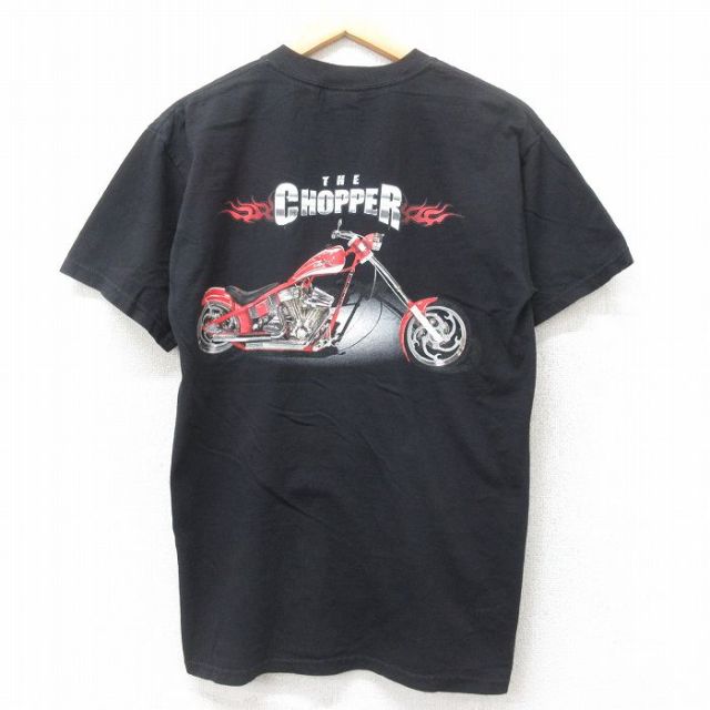 M★古着 半袖 ビンテージ Tシャツ メンズ 00年代 00s THE CHOPPER スナップオン バイク コットン クルーネック 黒 ブラック 25jul26 中古
