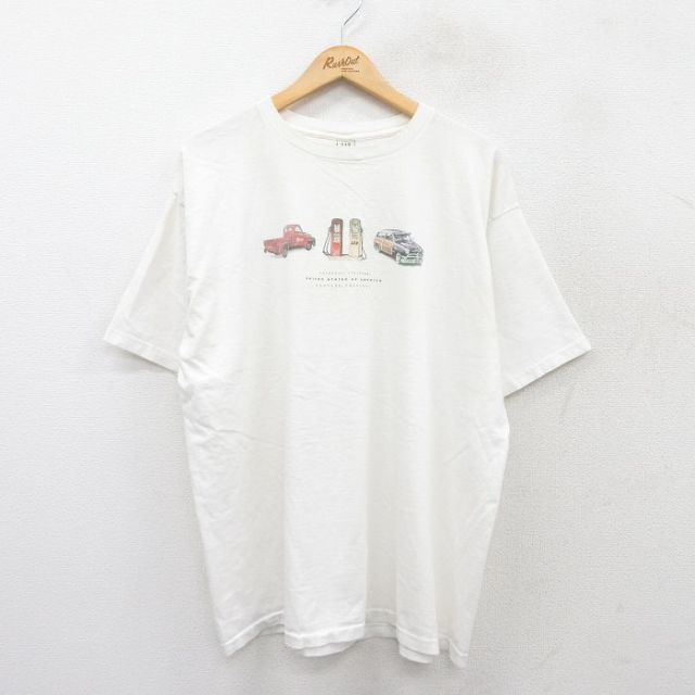 XL★古着 ギャップ GAP 半袖 ビンテージ Tシャツ メンズ 90年代 90s ガソリンスタンド 大きいサイズ コットン クルーネック USA製 白 ホワイト 25jul26 中古